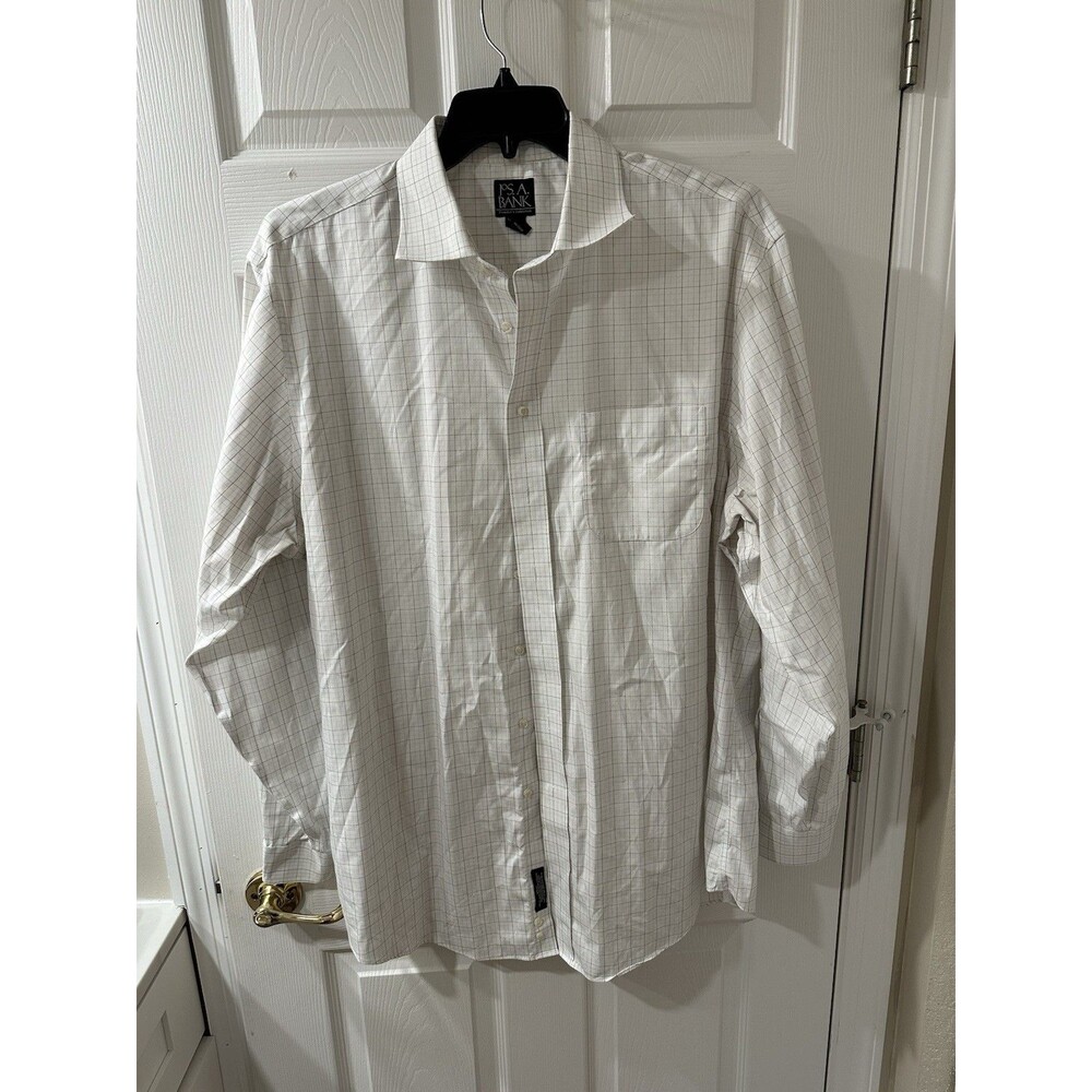 Jos A Bank Dress Shirt Men's 18-37 Traveler's Collection Long Sleeve ButtonDown